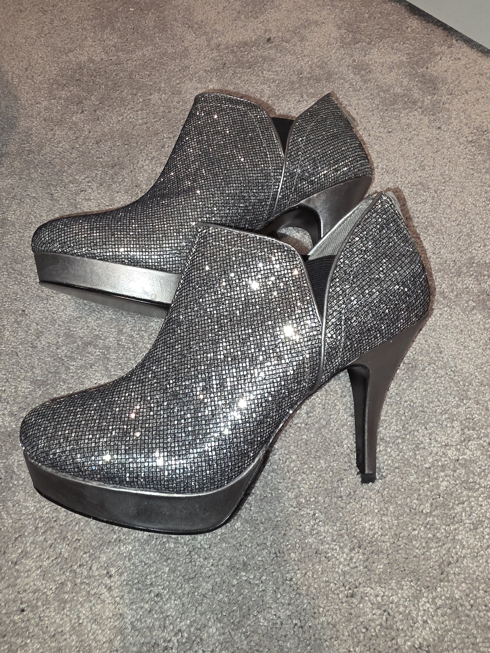 Unlisted Silver Glitter Platform Stiletto Booties